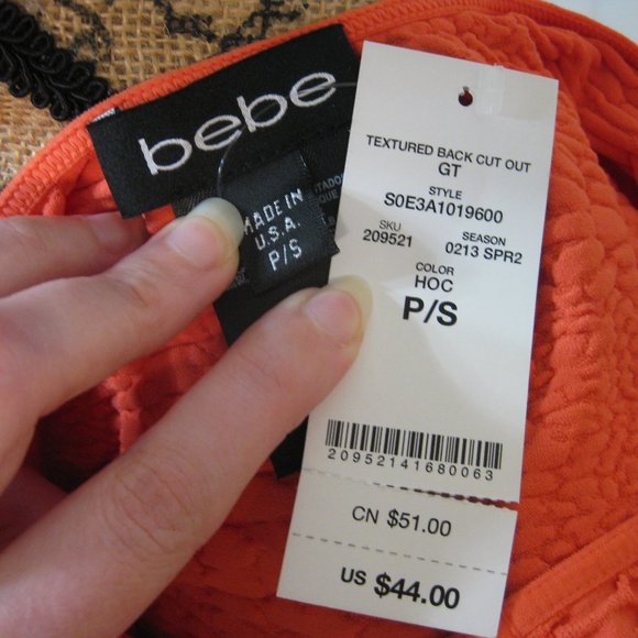 NWT Bebe coral pink cut out back top shirt petite small P / S - Picture 5 of 5